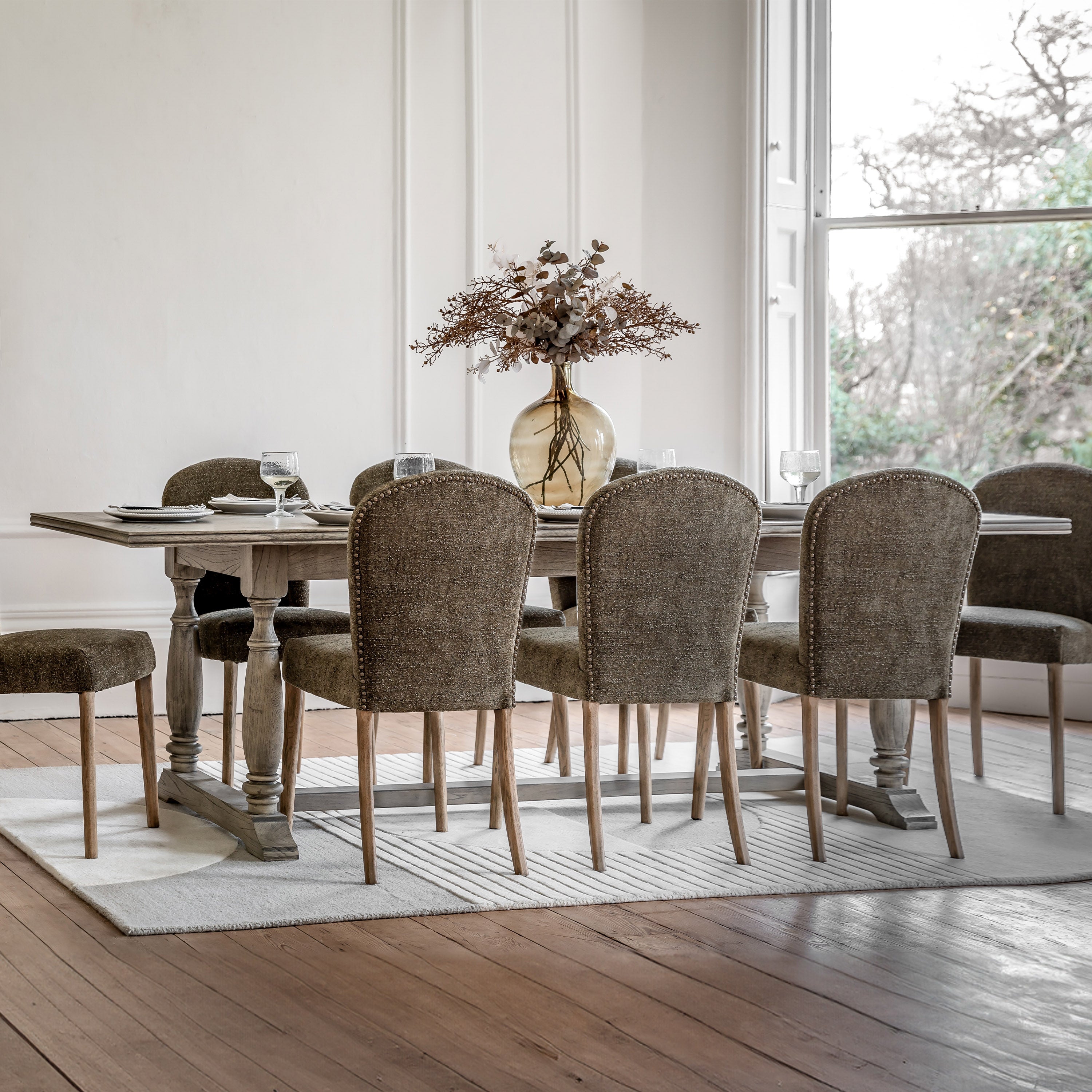 Tobago Ash Wood Rectangle Extending Dining Table | 6-8 Seater